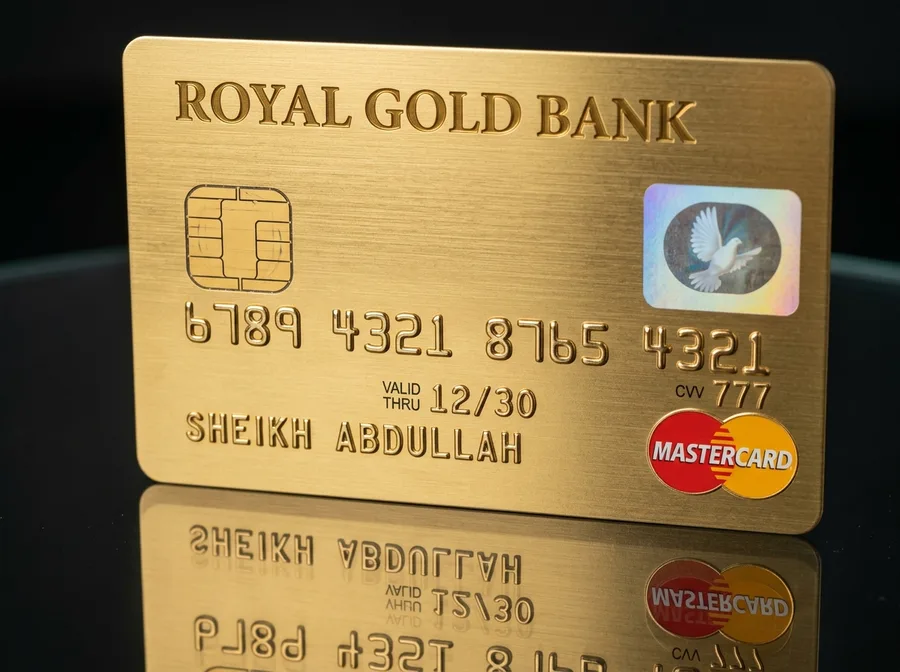 بطاقة دفع ذهبية فاخرة ترمز للبطاقات الدولية premium